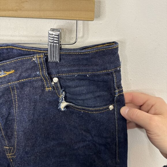 SoSo Selvage Mens 34X32 Dark Blue Denim Jeans Button Fly Skinny Leg Japan - Picture 7 of 13